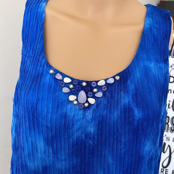 Summer Top Tie-Dye Pattern Royal Blue Tank Top Size PM - Picture 2 of 4